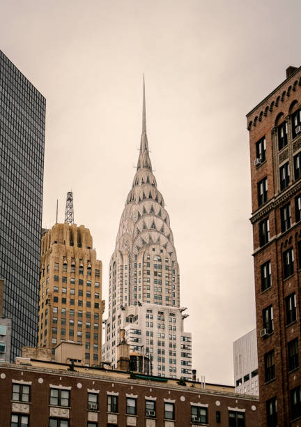 Crysler Building, Cloudy sky background, New York City