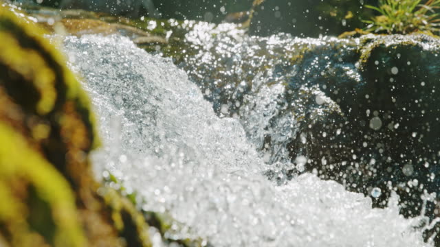 Super slow motion steady shot of the Soca river rapids in Slovenia.