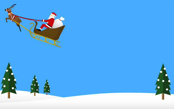 istock Santa Claus and reindeer flying in the sky 1269291796