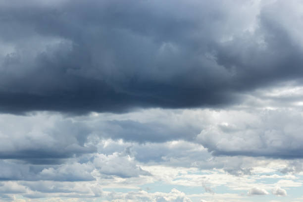 istock Dramatic sky with gray white blue clouds. Overcast and cloudy to rain 1269293618