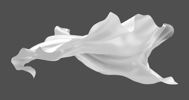 istock White luxury fabric flying in the wind isolated on gray background 3D render 1269293720