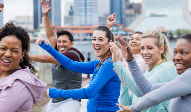 istock Hispanic woman in group dance class 1269296131