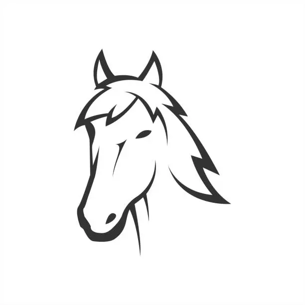 Vector illustration of horse head vector line art illustration. equestrian sport, or strong symbol. perfect for animal farm company.