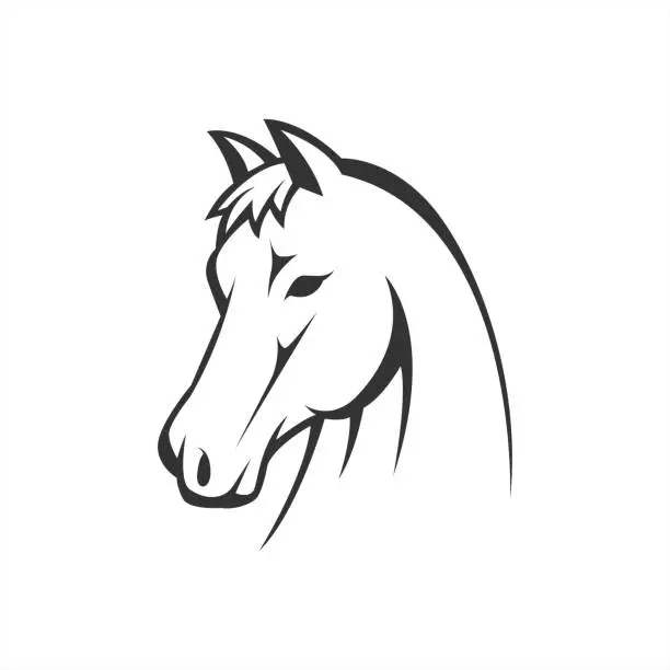 Vector illustration of horse head vector line art illustration. equestrian sport, or strong symbol. perfect for animal farm company.