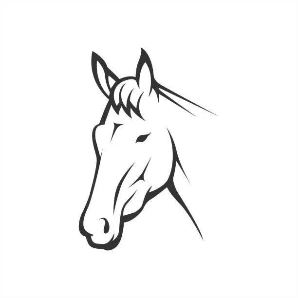Vector illustration of horse head vector line art illustration. equestrian sport, or strong symbol. perfect for animal farm company.
