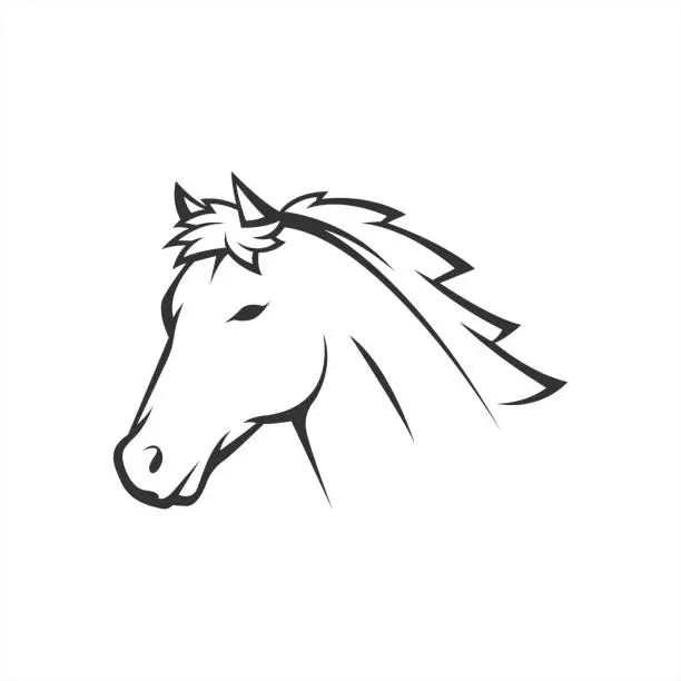 Vector illustration of horse head vector line art illustration. equestrian sport, or strong symbol. perfect for animal farm company.