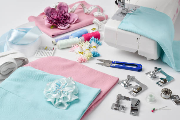 istock Sewing accessories and spare parts from a sewing machine on white 1269306347