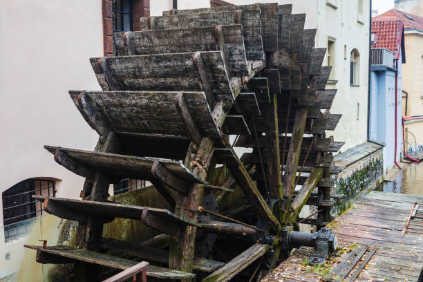old water wheel mill in Prague. Czech Republic