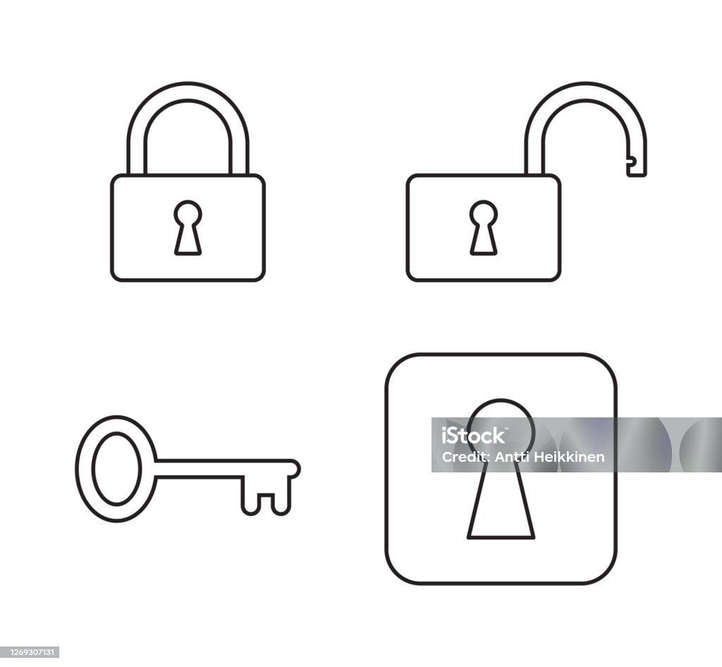 Key Keyhole Lock Và Unlock Icon Ổ Khóa Mở Và Đóng Dấu Hiệu Đăng ...