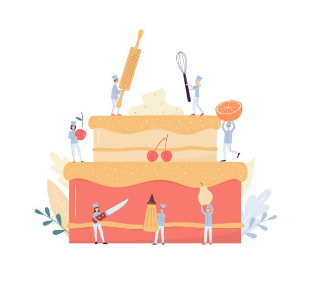小さな菓子やパン屋は、分離されたケーキフラットベクターイラストを飾ります。 - tart cake pie isolated点のイラスト素材／クリップアート素材／マンガ素材／アイコン素材