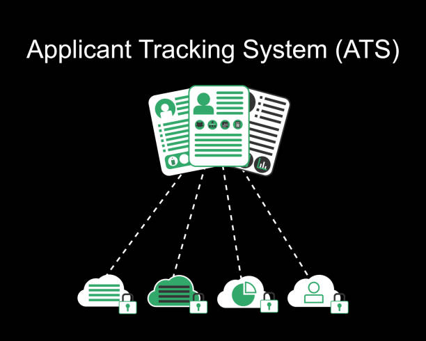 ilustraciones, imágenes clip art, dibujos animados e iconos de stock de lo que es el sistema de seguimiento de solicitantes (ats) trabaja vector - ats