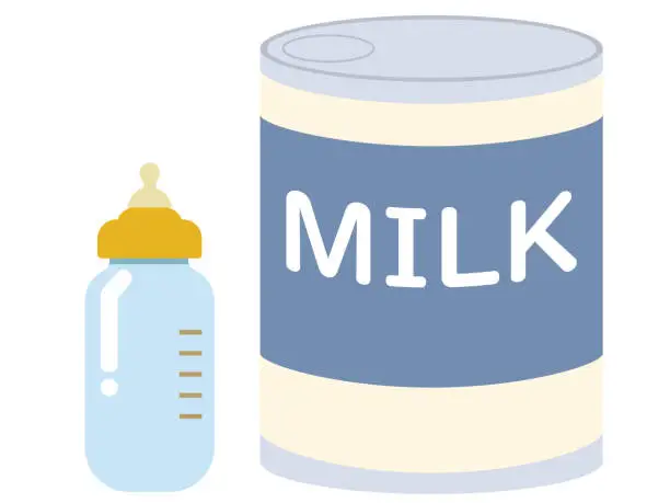 Vector illustration of Milk powder and baby bottle