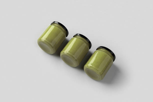 istock Pumpkin, hemp seed butter jar mockup. 1269320761