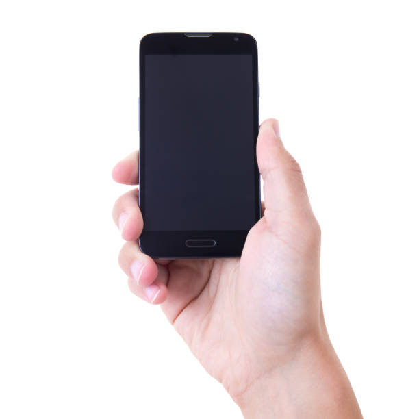 istock hand holding mobile smart phone with blank screen isolated on white 1269320888