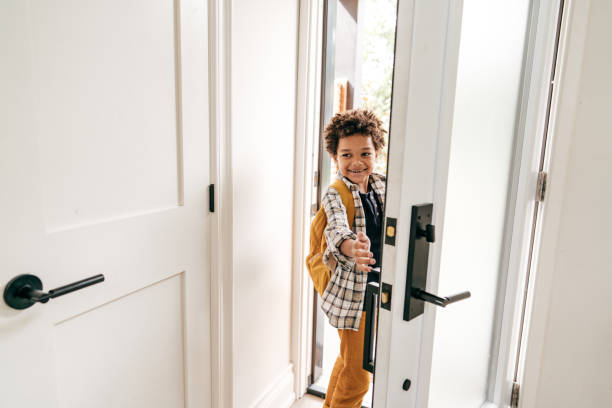 istock Cute little student ready to leave the house for school 1269322976