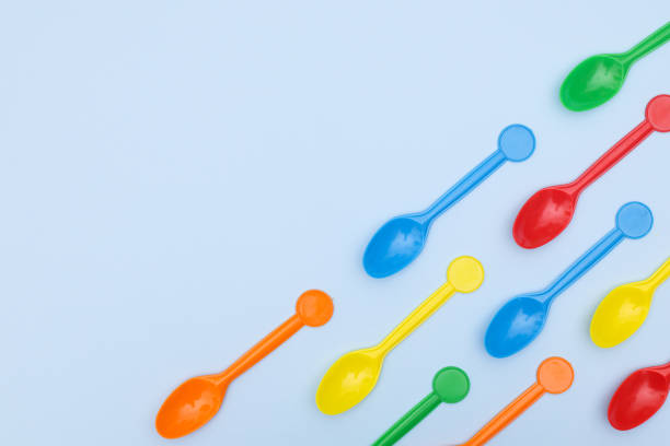 istock Plastic cutlery for eating in different colors 1269324789