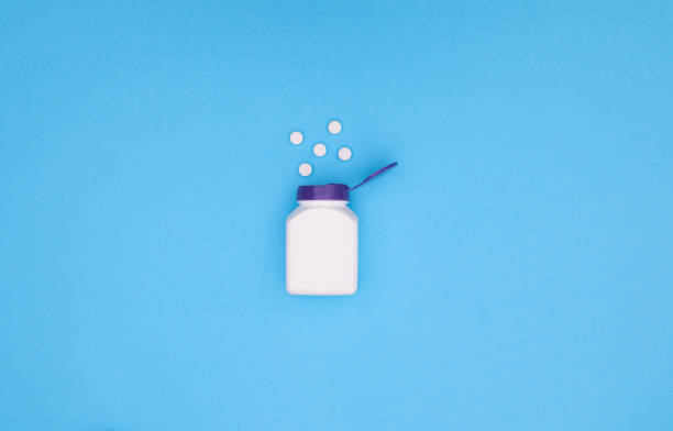 istock Medical instruments and prevention for Covid 19 on blue theme 1269328510