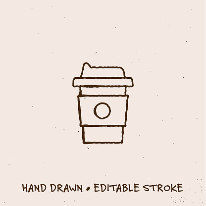 Sketchy Disposable Cup Icon with Editable Stroke