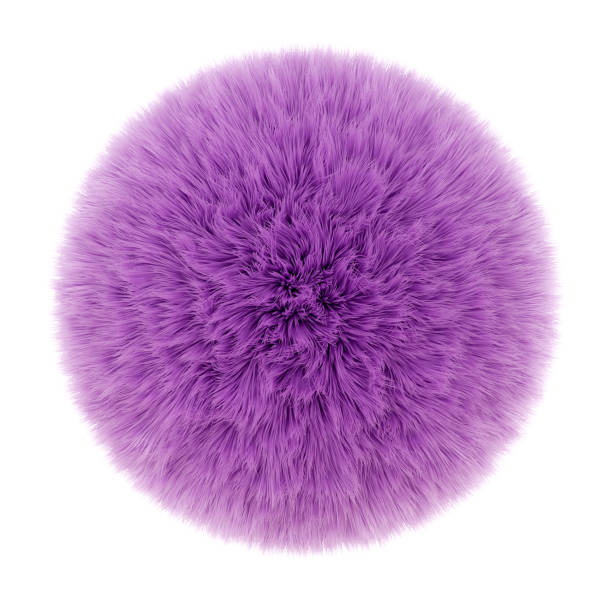 istock Round lilac rug with a long pile on a white background. 3D rendering 1269333213