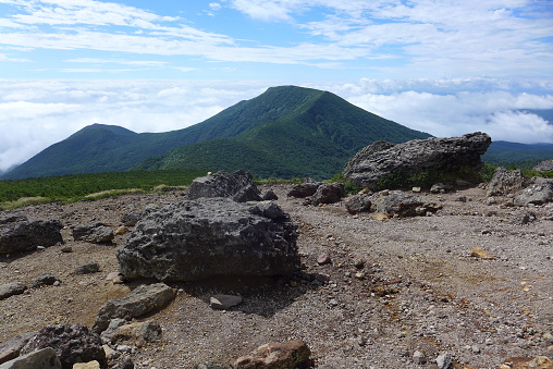 Mt. Adatara (Adatarayama) is one of the 100 famous mountains in Japan, which is located in Bandai Asahi National Park.
