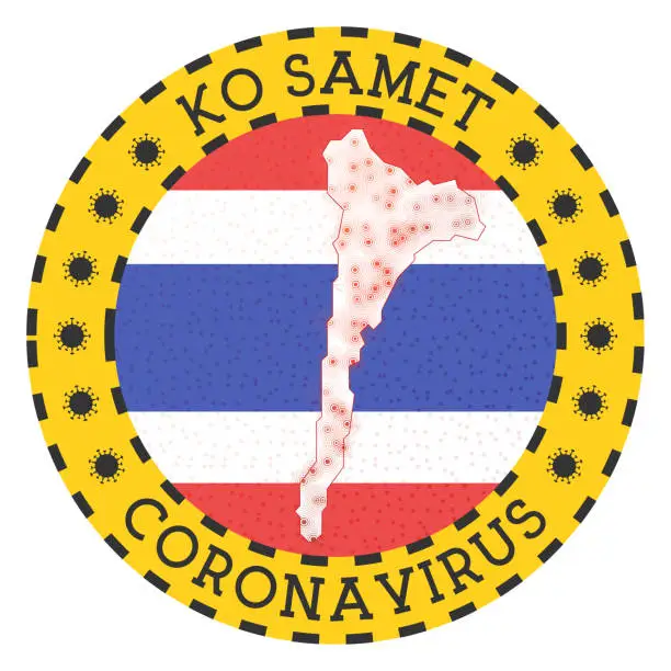 Vector illustration of Coronavirus in Ko Samet sign.