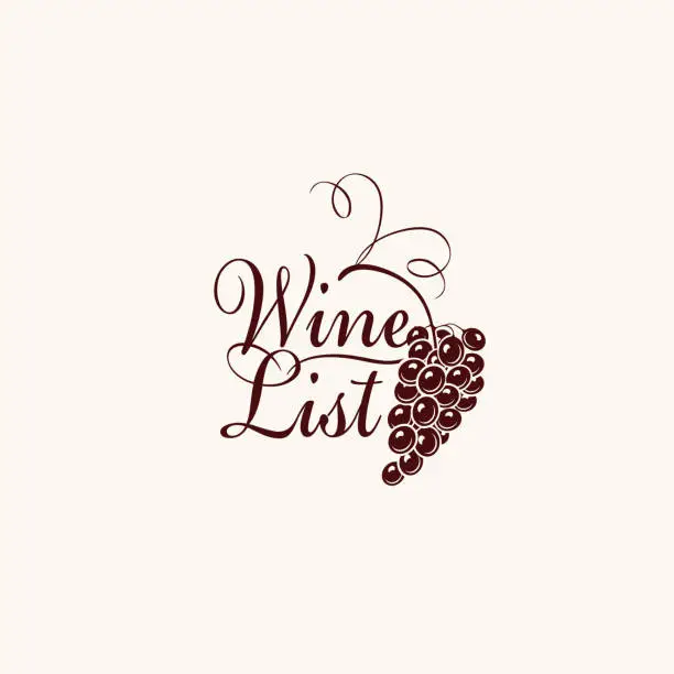 Vector illustration of wine list with a wine glass and grapes