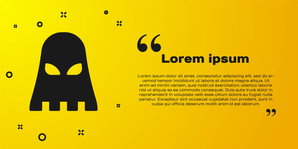 Black Executioner mask icon isolated on yellow background. Hangman, torturer, executor, tormentor, butcher, headsman icon. Vector Black Executioner mask icon isolated on yellow background. Hangman, torturer, executor, tormentor, butcher, headsman icon. Vector. medieval torture drawings stock illustrations