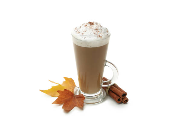 istock Glass of latte isolated on white background 1269341735