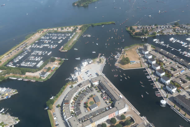 istock Aerial view Dutch harbor Zeewolde with everal sea scout sloops 1269342327