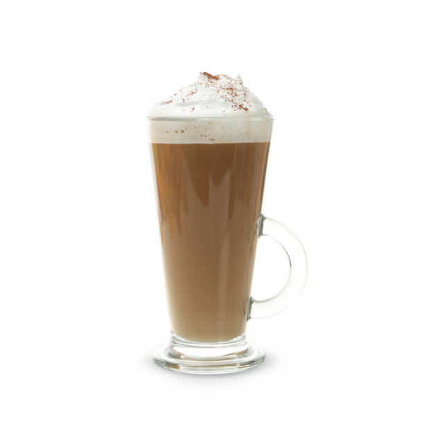istock Glass of latte isolated on white background 1269342388
