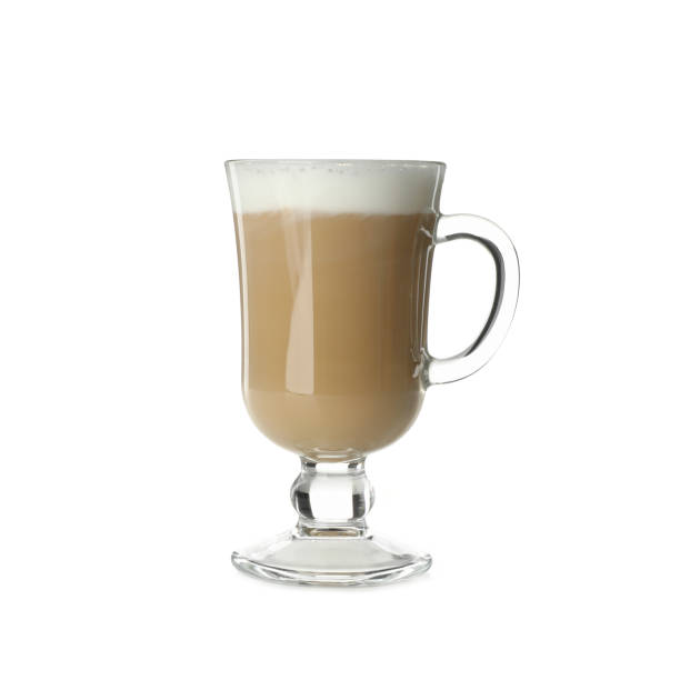 istock Glass cup of latte isolated on white background 1269344210