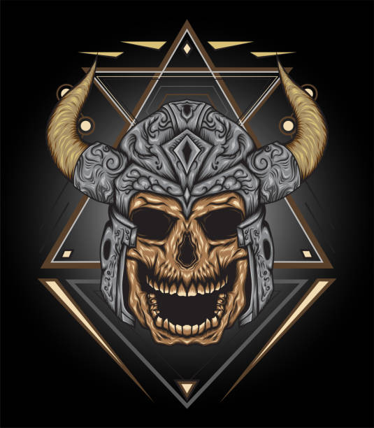 viking skulls, design für shirt und logo-vorlage. - viking mascot warrior pirate stock-grafiken, -clipart, -cartoons und -symbole