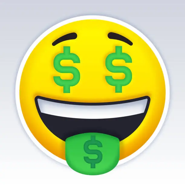 Vector illustration of Money Cash Dollar Face Emoji