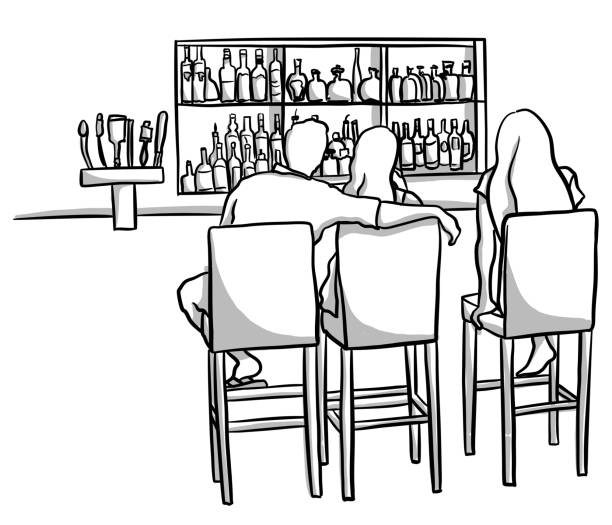 バーカウンターと顧客 - drinking couple bar counter bar点のイ��ラスト素材／クリップアート素材／マンガ素材／アイコン素材