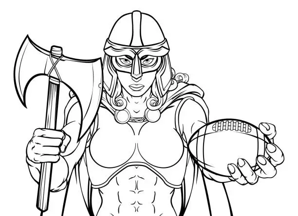 Vector illustration of Viking Trojan Celtic Knight Football Warrior Woman
