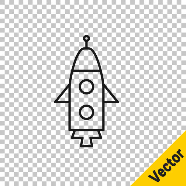 Black line Rocket ship icon isolated on transparent background. Space travel. Vector Black line Rocket ship icon isolated on transparent background. Space travel. Vector. traditional culture vector car engine stock illustrations