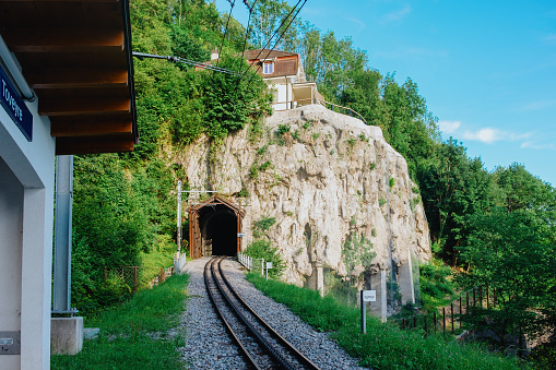 Toveyre train stop near Glion, Montreux, Switzerland