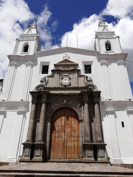 istock Old church seen from the front in sunny day 1269353433
