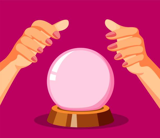 istock Fortune Teller. Hand with Crystal Ball concept in cartoon illustration vector 1269353894