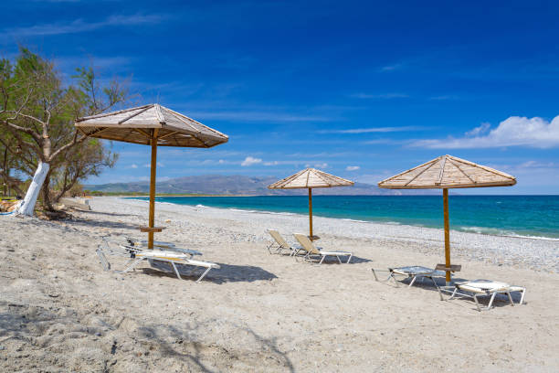 istock Parasols at the Maleme beach on Crete 1269354908