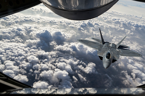 F-22 Fighter Jet Mid-air Refueling