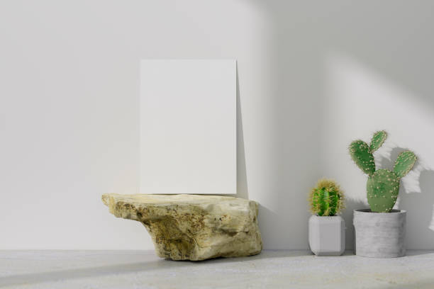 istock Mockup white greeting card standing on table 1269359258