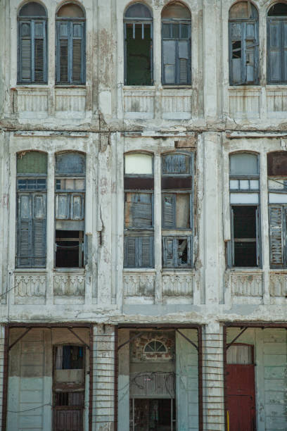 Havana, Cuba - 8 February 2015: decadent building on Malecon