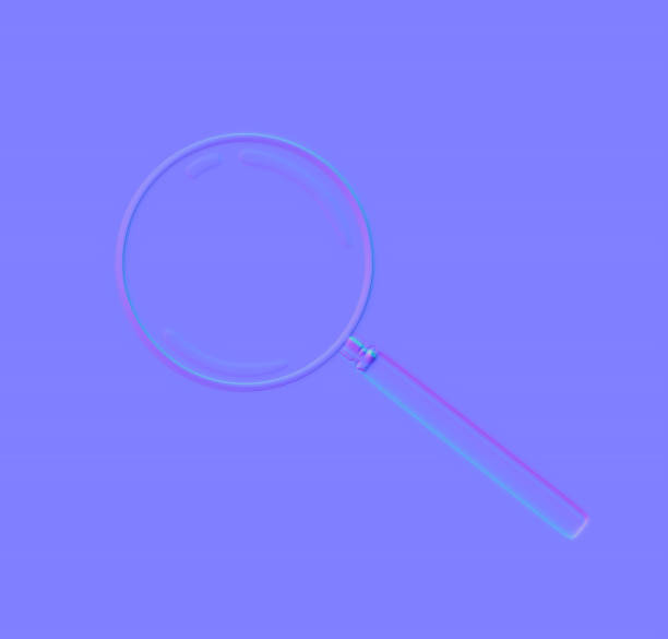istock Zoom lens magnifier, Magnifying equipment instrument, magnifier loupe, normal map, 3d render 1269373824