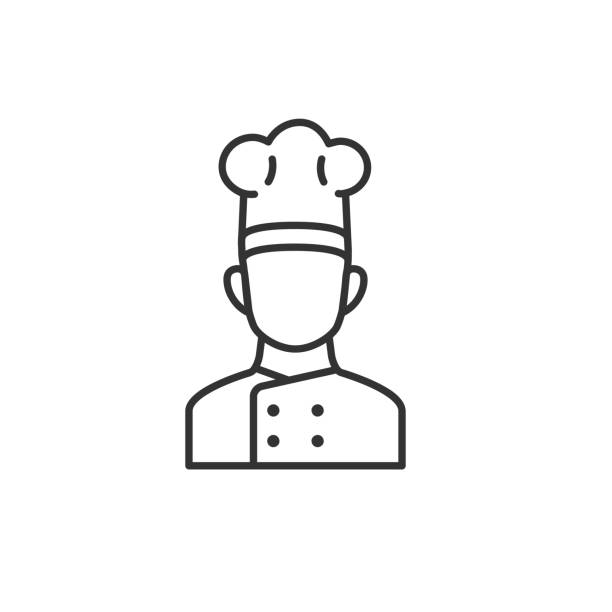 Chef - restaurant line icon with editable stroke. Outline symbol. Vector illustration. Chef - restaurant line icon chef symbols stock illustrations