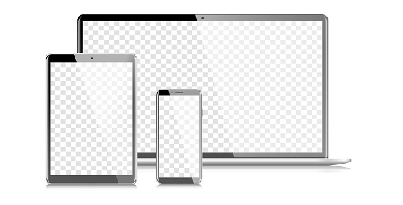 Realistic Vector Illustration of Digital Tablet, Smart Phone and Laptop.
Scalable at any size and fully editable.