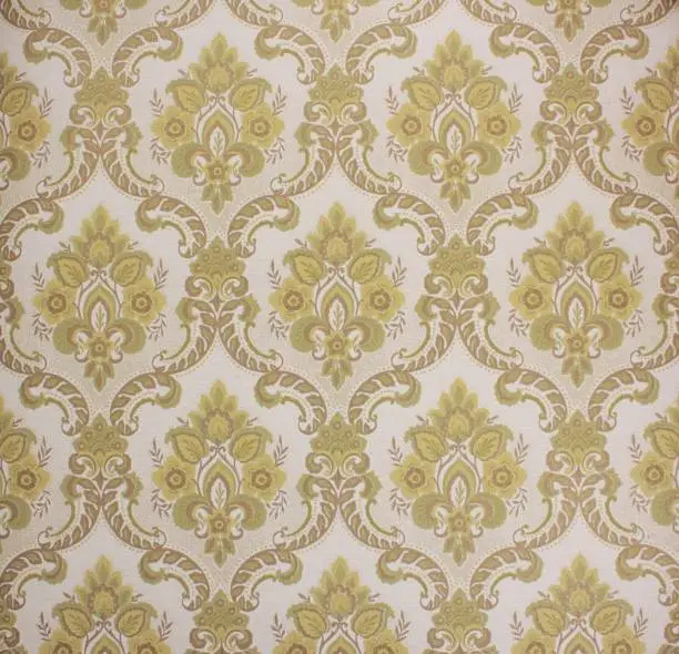 Photo of Vintage wallpaper texture with a gold damask pattern