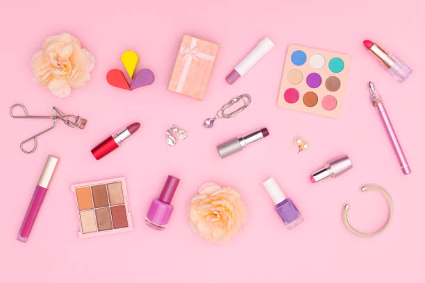 istock Pastel make up products on pink theme 1269378877