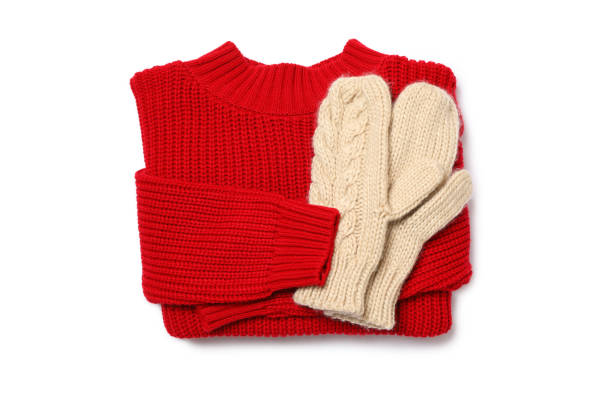 istock Knitted sweater and mittens isolated on white background 1269379121
