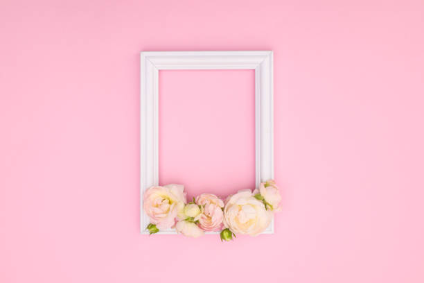 istock Wooden decorative frame on pink background 1269381372